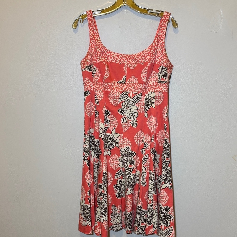 Nine West Pink and Black Patterned Midi Dress